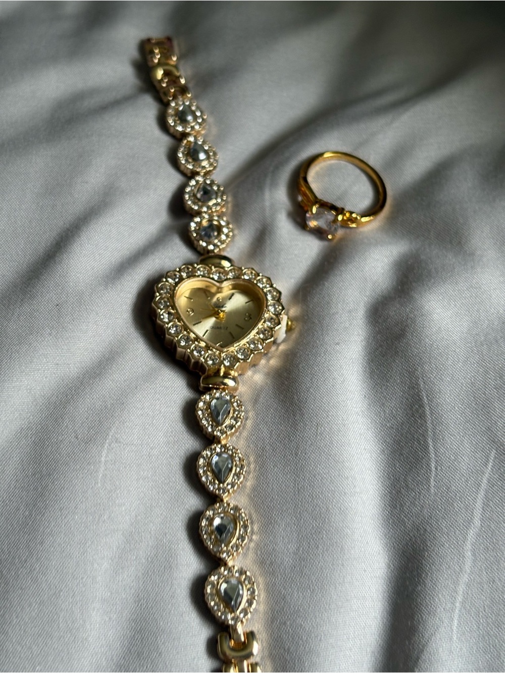 Gold Heart Crystal Women's Bracelet Watch